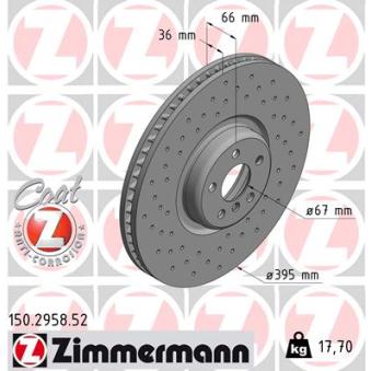 Disque de frein avant droit ZIMMERMANN 150.2958.52 pour BMW Série 8 M 850 i xDrive - 530cv