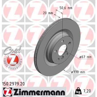 Jeu de 2 disques de frein arrière ZIMMERMANN 150.2979.20 pour BMW X2 M35 i - 306cv