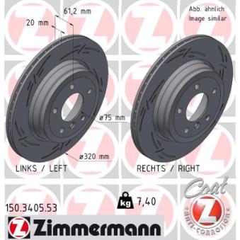 Jeu de 2 disques de frein arrière ZIMMERMANN OEM 34216772085