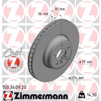 Jeu de 2 disques de frein avant ZIMMERMANN [150.3409.20]