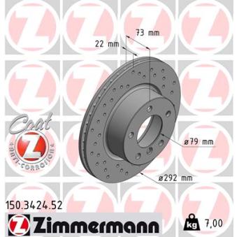 Jeu de 2 disques de frein avant ZIMMERMANN OEM 34116764641