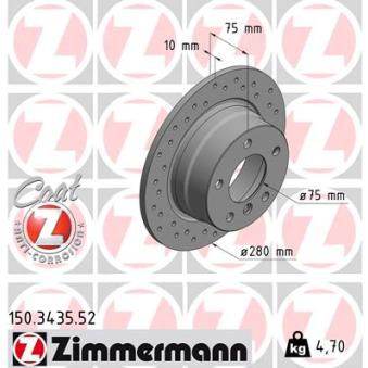 Jeu de 2 disques de frein arrière ZIMMERMANN OEM 34216766225