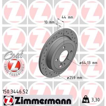 Jeu de 2 disques de frein arrière ZIMMERMANN OEM 34216774987