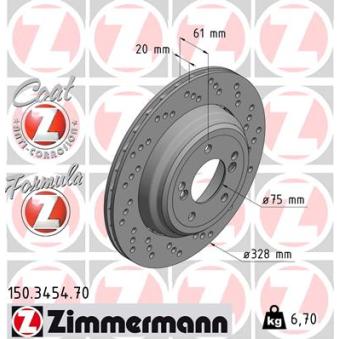 Disque de frein arrière droit ZIMMERMANN 150.3454.70