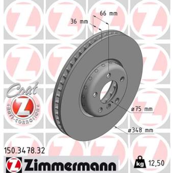 Disque de frein avant gauche ZIMMERMANN OEM 34116785669