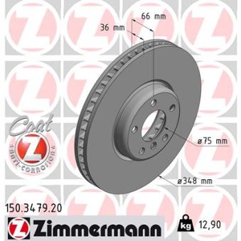 Disque de frein avant droit ZIMMERMANN OEM 34116785670