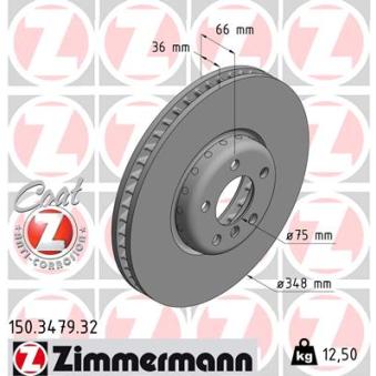 Disque de frein avant droit ZIMMERMANN OEM 34116785670