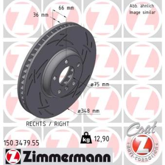 Disque de frein avant droit ZIMMERMANN OEM 34116785670