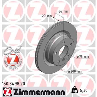 Jeu de 2 disques de frein arrière ZIMMERMANN OEM 34216792227