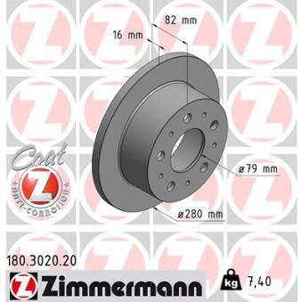 Jeu de 2 disques de frein arrière ZIMMERMANN OEM 4246Z3