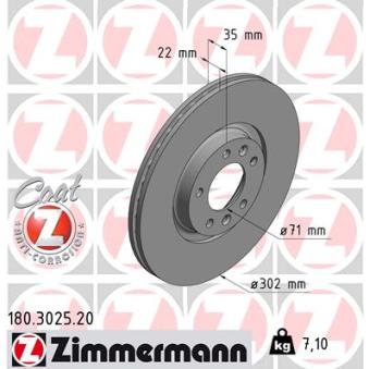 Jeu de 2 disques de frein arrière ZIMMERMANN OEM 424911 Jeu de 2 disques de frein arrière ZIMMERMANN OEM 424911
