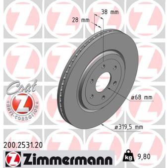 Jeu de 2 disques de frein avant ZIMMERMANN OEM 402065X00A