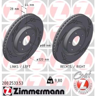Jeu de 2 disques de frein avant ZIMMERMANN 200.2533.53