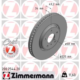 Jeu de 2 disques de frein avant ZIMMERMANN 200.2544.20 pour INFINITI M 3.7 - 320cv