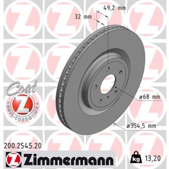 Jeu de 2 disques de frein avant ZIMMERMANN 200.2545.20 pour INFINITI Q70 3.0 - 238cv