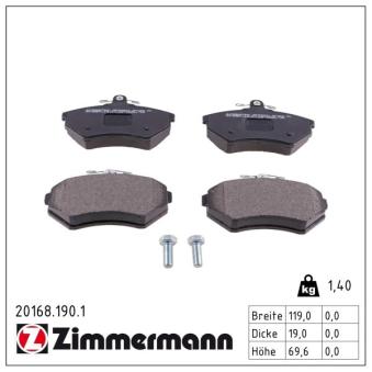 Jeu de 4 plaquettes de frein avant ZIMMERMANN OEM 357698151B