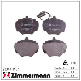 Jeu de 4 plaquettes de frein arrière ZIMMERMANN OEM STC1276