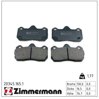 Jeu de 4 plaquettes de frein avant ZIMMERMANN OEM 6LL698151