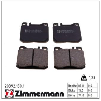 Jeu de 4 plaquettes de frein avant ZIMMERMANN OEM 0034207420