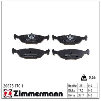 Jeu de 4 plaquettes de frein arrière ZIMMERMANN OEM 34211153196