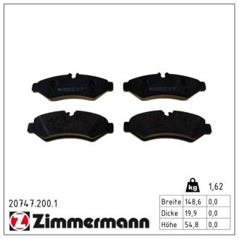 Jeu de 4 plaquettes de frein arrière ZIMMERMANN OEM 9074208101