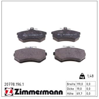 Jeu de 4 plaquettes de frein avant ZIMMERMANN OEM 440615116A