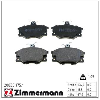Jeu de 4 plaquettes de frein avant ZIMMERMANN OEM 6077760