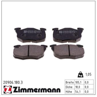 Jeu de 4 plaquettes de frein avant ZIMMERMANN OEM 425265 Jeu de 4 plaquettes de frein avant ZIMMERMANN OEM 425265