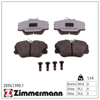Jeu de 4 plaquettes de frein avant ZIMMERMANN OEM 0024202320