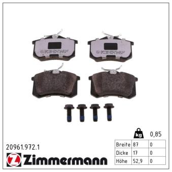 Jeu de 4 plaquettes de frein arrière ZIMMERMANN OEM 4D0698647 Jeu de 4 plaquettes de frein arrière ZIMMERMANN OEM 4D0698647