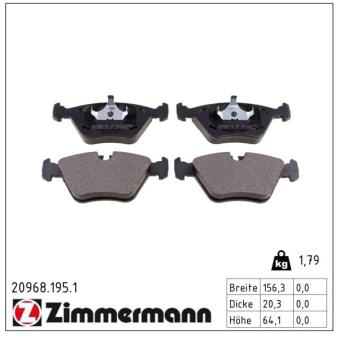 Jeu de 4 plaquettes de frein avant ZIMMERMANN OEM 34111158267