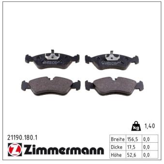 Jeu de 4 plaquettes de frein avant ZIMMERMANN 21190.180.1 pour SUZUKI KIZASHI 2.0 - 110cv