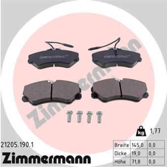 Jeu de 4 plaquettes de frein avant ZIMMERMANN OEM 425058