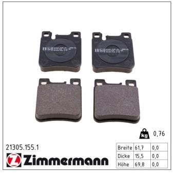 Jeu de 4 plaquettes de frein arrière ZIMMERMANN OEM 0024200520