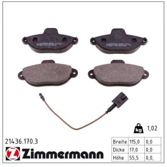 Jeu de 4 plaquettes de frein avant ZIMMERMANN OEM 1559698