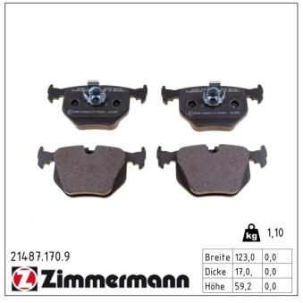 Jeu de 4 plaquettes de frein arrière ZIMMERMANN OEM SFP500230