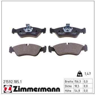 Jeu de 4 plaquettes de frein arrière ZIMMERMANN OEM 0024206020