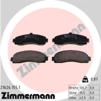 Jeu de 4 plaquettes de frein avant ZIMMERMANN OEM 410606F625