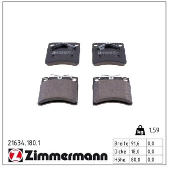 Jeu de 4 plaquettes de frein avant ZIMMERMANN OEM 701698151G