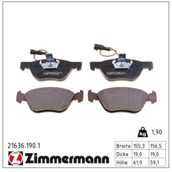 Jeu de 4 plaquettes de frein avant ZIMMERMANN OEM 9947935