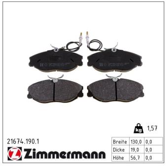 Jeu de 4 plaquettes de frein avant ZIMMERMANN OEM 425143 Jeu de 4 plaquettes de frein avant ZIMMERMANN OEM 425143