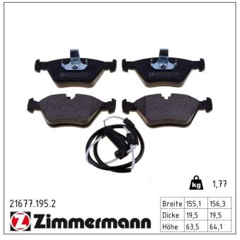 Jeu de 4 plaquettes de frein avant ZIMMERMANN OEM 34111164629