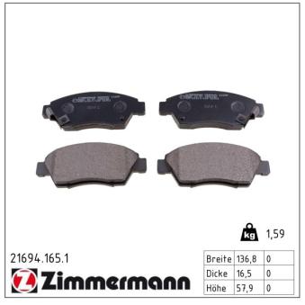 Jeu de 4 plaquettes de frein avant ZIMMERMANN OEM 45022S04V11