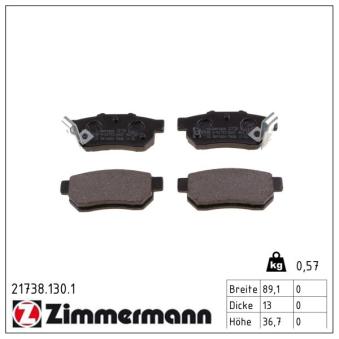 Jeu de 4 plaquettes de frein arrière ZIMMERMANN OEM 43022ST7000