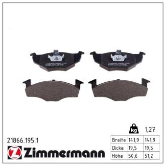 Jeu de 4 plaquettes de frein avant ZIMMERMANN OEM 1H0698151A