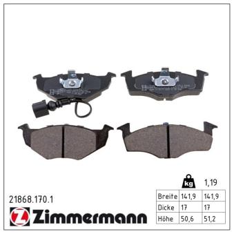 Jeu de 4 plaquettes de frein avant ZIMMERMANN OEM 6Q0698151B