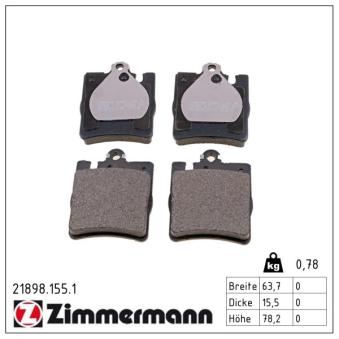 Jeu de 4 plaquettes de frein arrière ZIMMERMANN OEM A0024205220