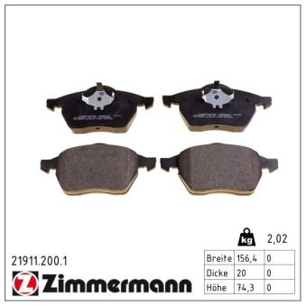 Jeu de 4 plaquettes de frein avant ZIMMERMANN OEM 3A0615151