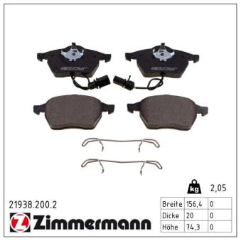 Jeu de 4 plaquettes de frein avant ZIMMERMANN OEM 4B0698151H