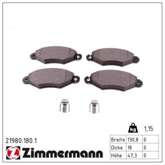 Jeu de 4 plaquettes de frein avant ZIMMERMANN OEM 7701205513